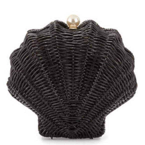 SOLD RARE 🔥Kate Spade NY Splash Out Wicker Clam Shell black pearl mermaid - Picture 5 of 9